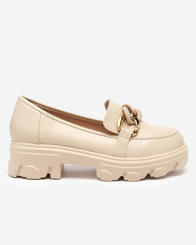 Béžové dámské boty se silnou podrážkou se zdobením Simero - Obuv