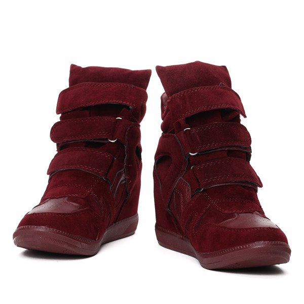Bordowe sneakersy na krytym koturnie Jana- Obuwie