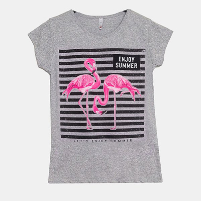 Šedé tričko s krátkými rukávy - oblečení 1