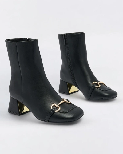 Royalfashion Černé dámské nízké kozačky na jehlovém podpatku Referra