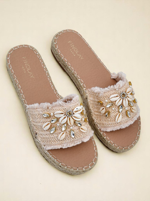 Aurelia Бежеві Жіночі Шльопанці Royalfashion з Мушлями та Плетінням