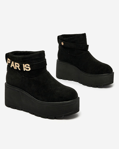 Royalfashion Černé dámské boty a'la snow boots s ornamentem Parisela