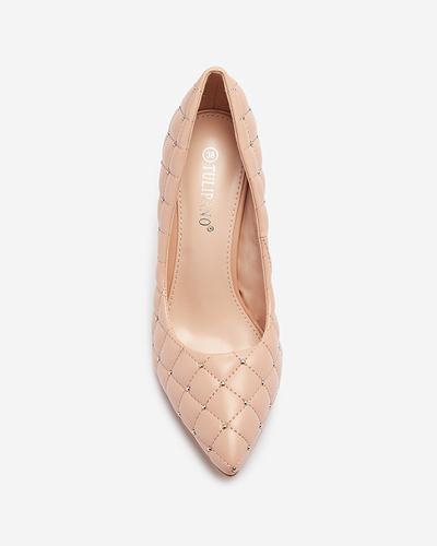 Жіночі стьобані туфлі на шпильці з загостреним носком кольору nude Mawelo- Взуття