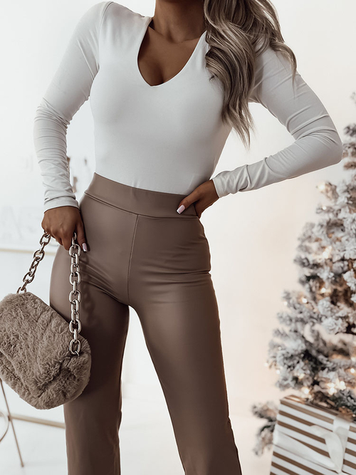 Royalfashion Жіночі широкі штани з екошкіри чорного кольору