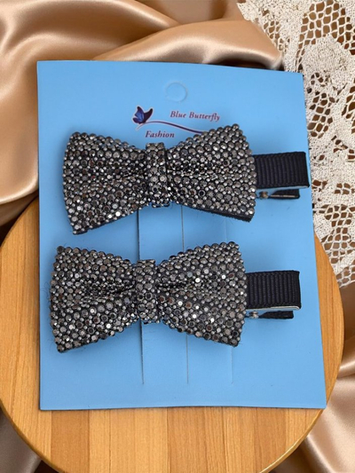 Royalfashion Sada 2 spon do vlasů s mašlemi a třpytivými kamínky Isadora