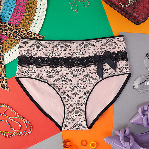 Трусики жіночі з принтом рожевого кольору PLUS SIZE- Нижня білизна