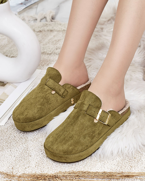 Royalfashion Жіночі капці з овчиною та пряжкою Kajis