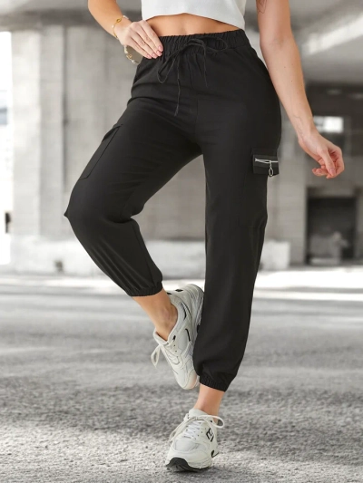 Pantaloni Elenna Sportovní Dlouhé Černé s Kapsou