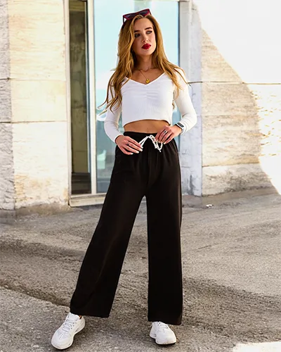 Royalfashion Dámské široké žebrované kalhoty