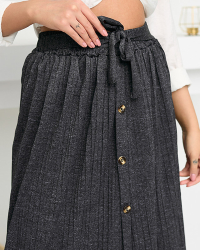 Dámská skládaná midi sukně s grafitovými knoflíky - Obuv