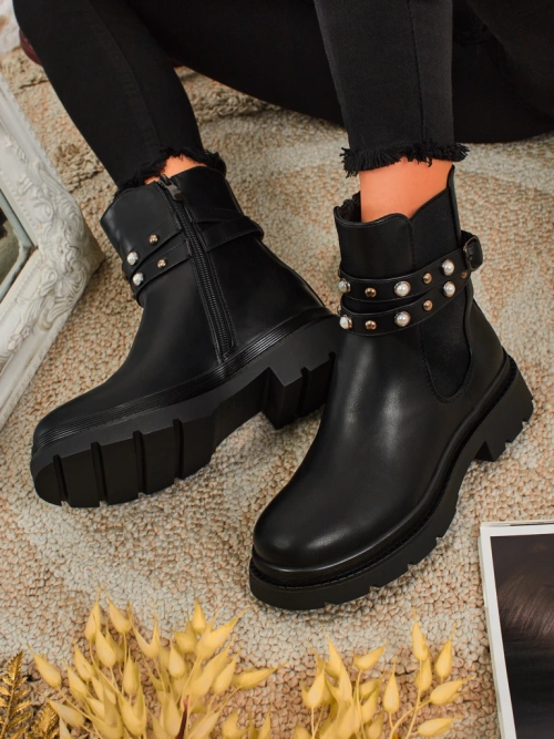 Високі жіночі ботильйони з екошкіри Pearl Mist