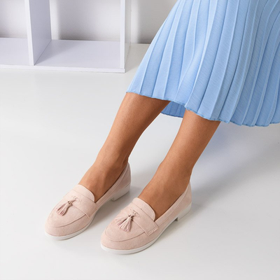 Atrugiel práškové dámské mokasíny se střapci - obuv