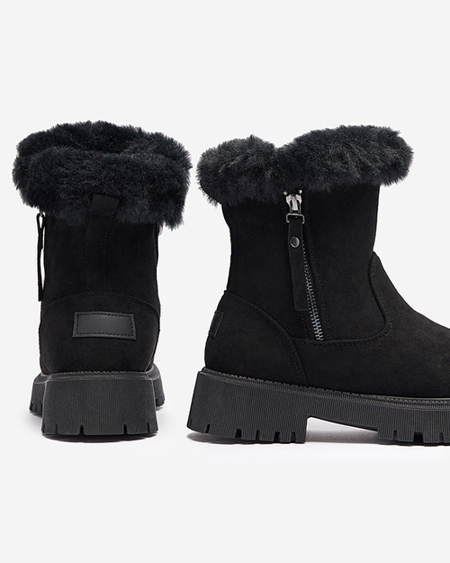 Чоботи жіночі чорні з екозамші з хутром Lertipa- Взуття