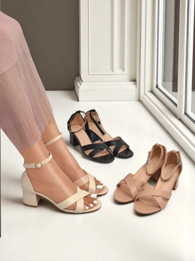 Royalfashion Dámské sandály s nízkým blokovým podpatkem Eleganza Strap