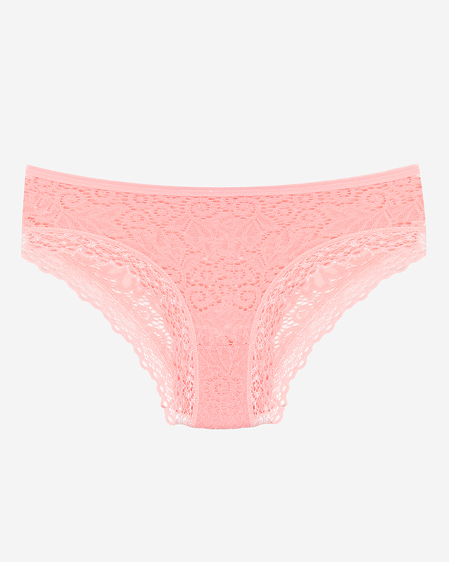 Růžové jednobarevné krajkové kalhotky pro ženy - Spodní prádlo