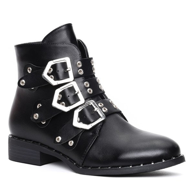 Czarne workery z trzema paskami Amaris- Obuwie