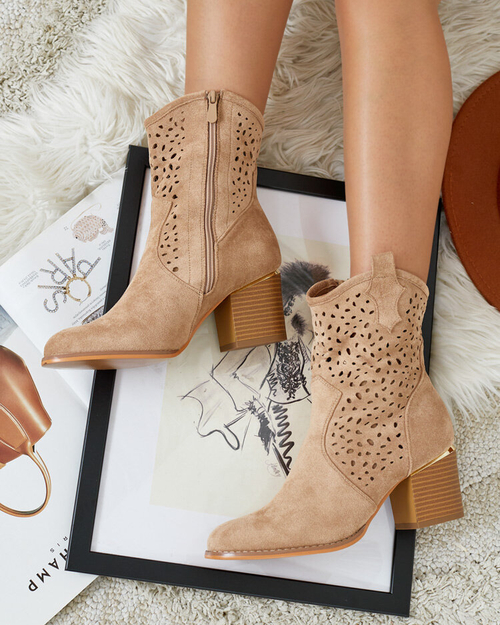 Royalfashion Жіночі ажурні чоботи Mozie на низькому ходу