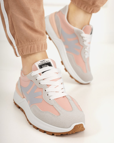 Рожеві жіночі кросівки з сірими вставками Narisa