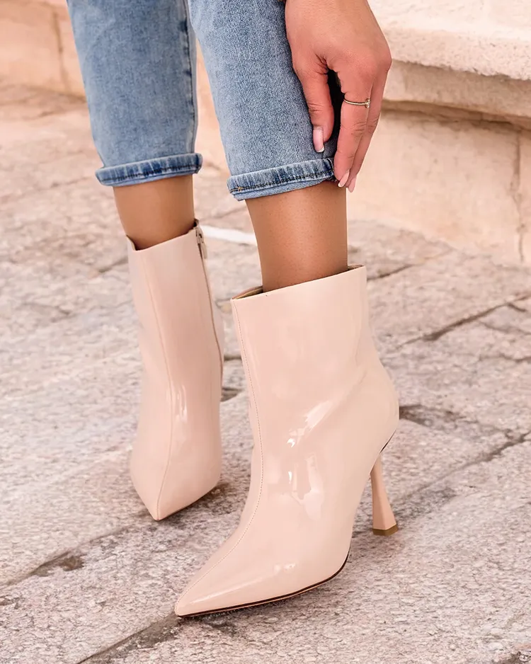 Royalfashion Loori lakované dámské boty na jehlovém podpatku