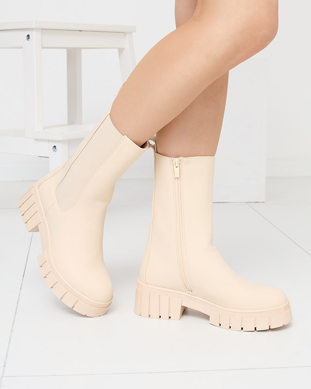 Dámské krémové vysoké zateplené kozačky Otika - Obuv