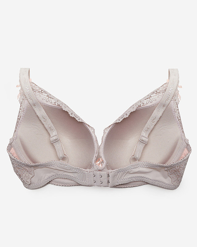 Рожево-сірий жіночий мереживний бюстгальтер