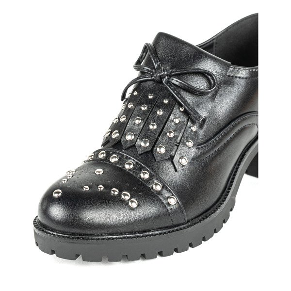 Czarne półbuty na grubym słupku Kolorado - Obuwie