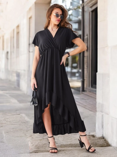 Royalfashion Dámské midi šaty s asymetrickým lemem
