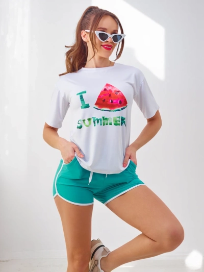 Royalfashion Dámský sportovní set s tričkem a šortkami Meloun