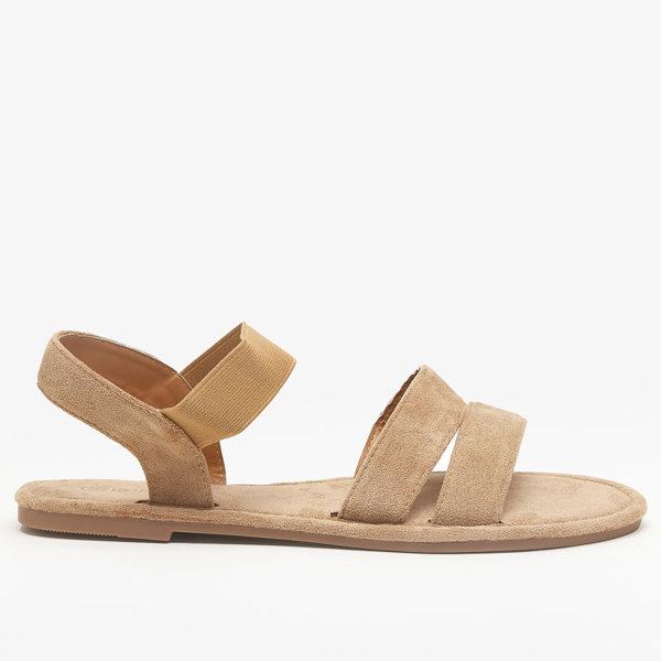 OUTLET Světle hnědé dámské eko semišové ploché sandály Nerina - boty