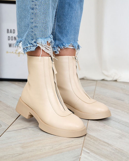 Жіночі бежеві черевики Royalfashion Etiuse на плоскому каблуці