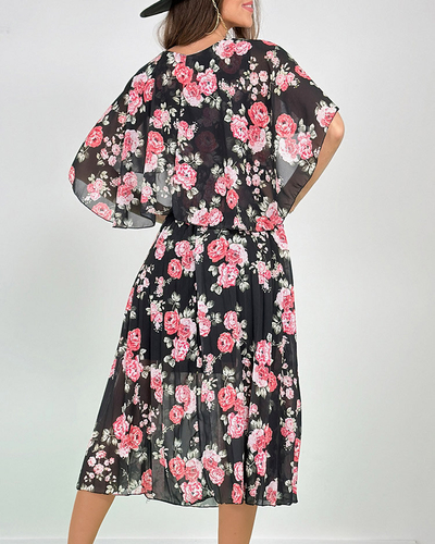 Royalfashion Dámské plisované květinové midi šaty