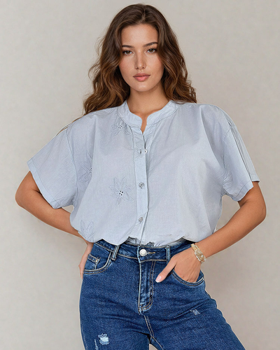 Royalfashion Dámská oversize vyšívaná košile