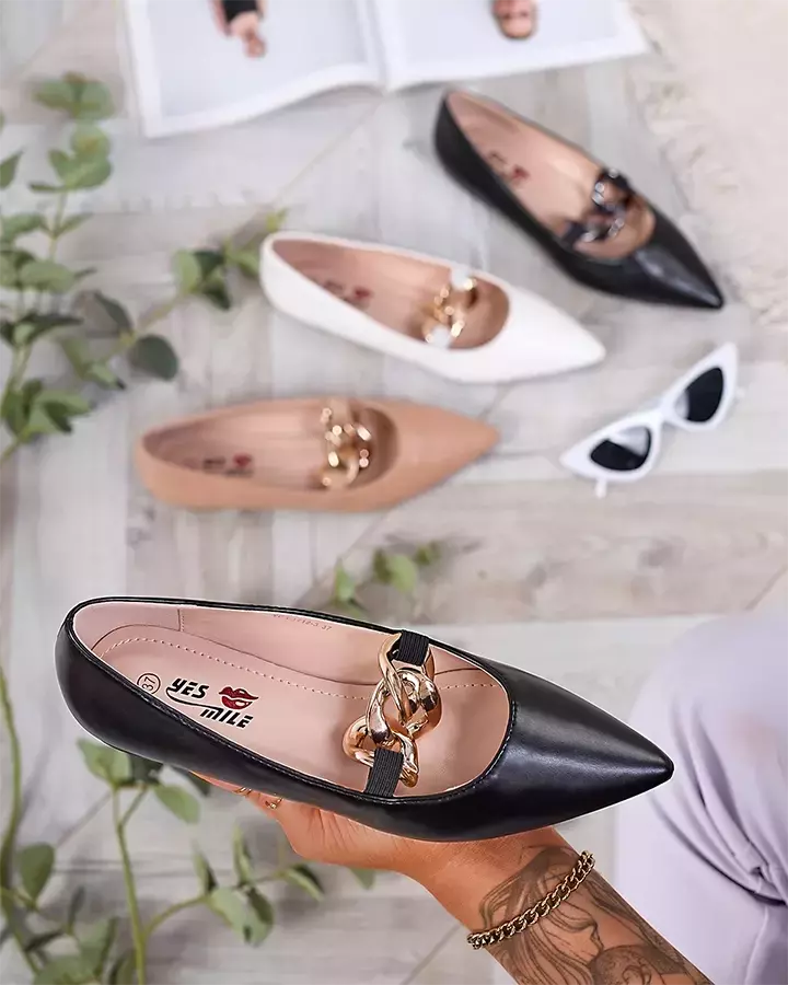 OUTLET Royalfashion Černé dámské baleríny se špičatým nosem Rahha