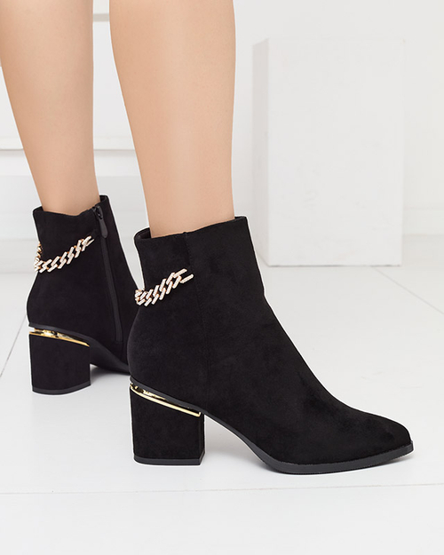 Чорні жіночі ботильйони на шпильці з ланцюжком Bellami-Footwear