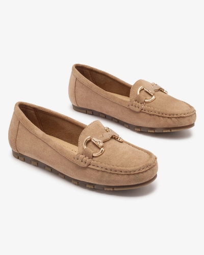 Dámské světle hnědé mokasíny s ornamentem Xewetica - Obuv