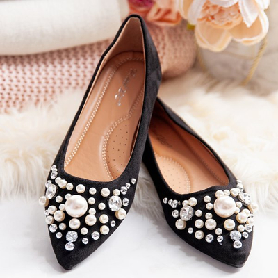 Чорні балерини з перлами та фіанітами Eithne - Взуття