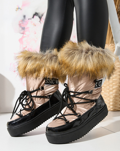 Жіночі лаковані снігоступи золотисто-рожевого кольору Fursav- Footwear