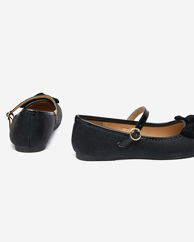 Černé dívčí baleríny s páskem Mosup-shoes