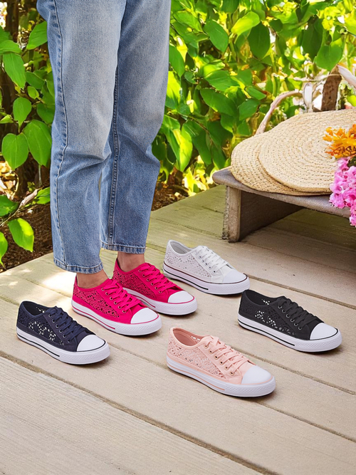 Жіночі кеди Callista Fuksja - легка тканина, плоска підошва 2,5 см