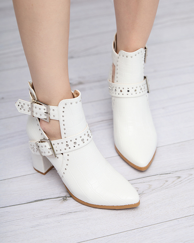 Білі черевики на шпильці з вирізами та пряжками Masieo - Взуття
