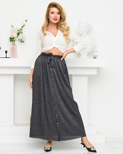 Dámská skládaná midi sukně s grafitovými knoflíky - Obuv