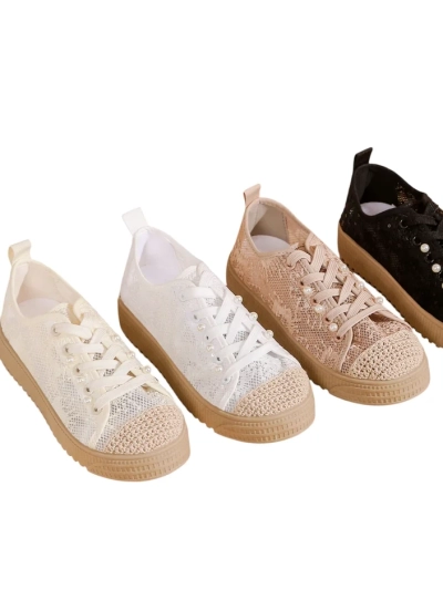 Royalfashion dámské krajkové tenisky se třpytkami Nille