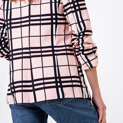 Dámský světle růžový károvaný blejzr s podšívkou - Oblečení