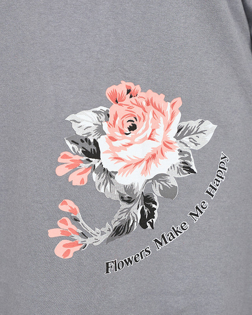 Сіра жіноча піжама з квітковим принтом PLUS SIZE - Одяг