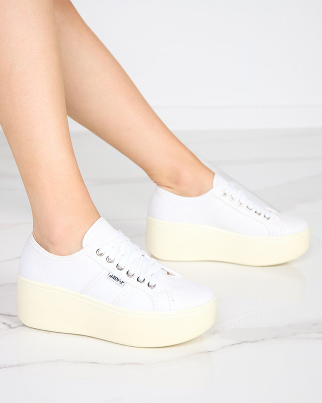 OUTLET Bílé a ecru sportovní tenisky na platformě Darru-Footwear