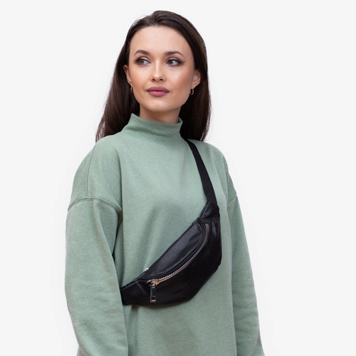 Чорна жіноча сумка із срібною блискавкою