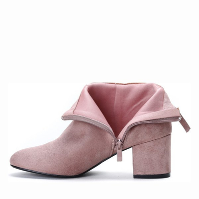 Botki z kokardką w kolorze brudnego różu Leila - Obuwie