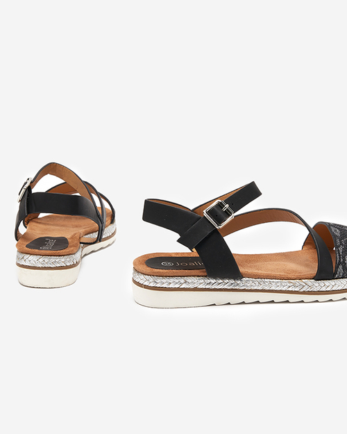 Чорні босоніжки на плоскій підошві Pixaf