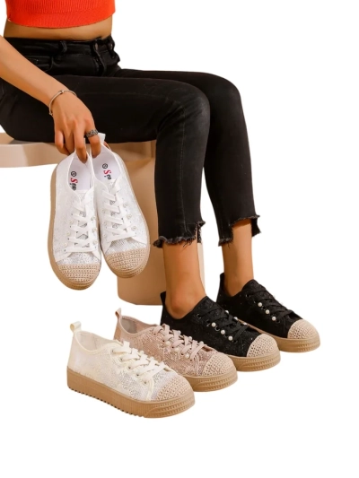 Royalfashion dámské krajkové tenisky se třpytkami Nille