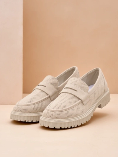 Dámské loafers Callista béžové, ekologická kůže, plochý podpatek 4 cm